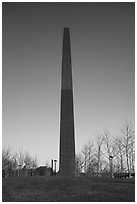 Sideway view of Arch from park in winter. Gateway Arch National Park ( black and white)