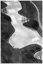 Drained South Pond from the Arch. Gateway Arch National Park ( black and white)