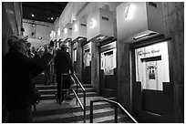 Projected exhibit in tram boarding area. Gateway Arch National Park ( black and white)