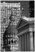 Old Courthouse and its reflection in glass building. Gateway Arch National Park ( black and white)