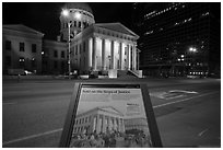 Sold on the steps of justice interpretive sign. Gateway Arch National Park ( black and white)