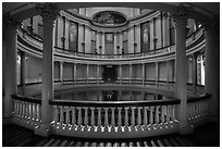 Elaborately decorated interior of Old Courthouse rotunda. Gateway Arch National Park ( black and white)