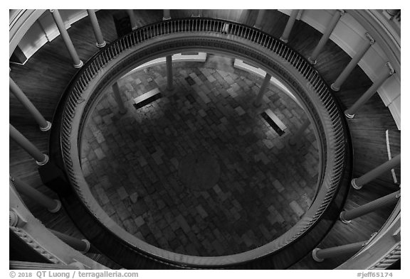 Looking down Old Courthouse rotunda. Gateway Arch National Park (black and white)