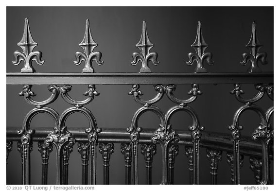 Gate with fleur de lis, Old Courthouse. Gateway Arch National Park (black and white)