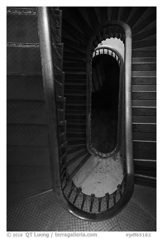 Looking down staircase, Old Courthouse. Gateway Arch National Park (black and white)