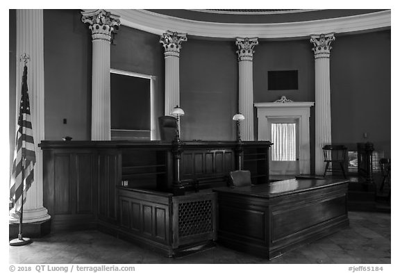 Circuit court 13 restored to 1910 appearance, Old Courthouse. Gateway Arch National Park (black and white)