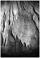 Stalactites in the Frozen Niagara section. Mammoth Cave National Park, Kentucky, USA. (black and white)