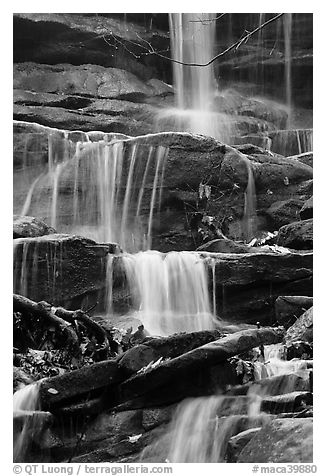 Stream cascading over limestone rocks. Mammoth Cave National Park (black and white)