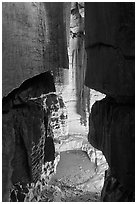 Shaft and pool inside cave. Mammoth Cave National Park ( black and white)