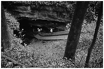 Historic entrance of the cave. Mammoth Cave National Park, Kentucky, USA. (black and white)
