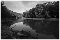 Calm waters of Green River, Houchin Ferry. Mammoth Cave National Park ( black and white)