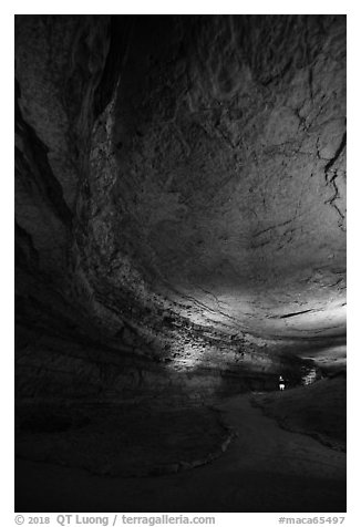 Passageway and cave ceiling. Mammoth Cave National Park (black and white)