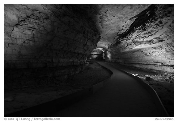 Path in cave. Mammoth Cave National Park (black and white)