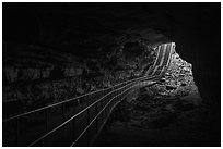 Cave historic entrance from inside. Mammoth Cave National Park ( black and white)