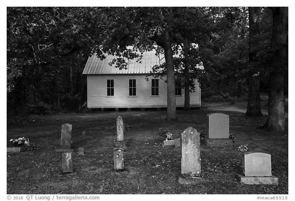 Mammoth Cave Baptist Church and cemetery. Mammoth Cave National Park (black and white)