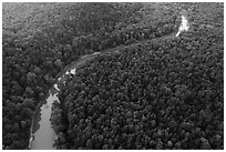 Aerial view of Green River curve. Mammoth Cave National Park ( black and white)