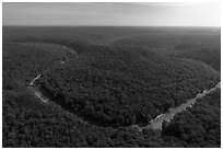 Aerial view of Turnhole Bend of the Green River. Mammoth Cave National Park ( black and white)