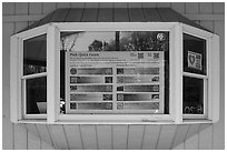 Window reflexion, Grandview Visitor Center. New River Gorge National Park and Preserve ( black and white)