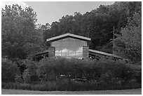 Sandstone Visitor Center. New River Gorge National Park and Preserve ( black and white)