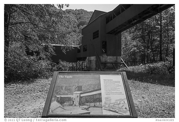 Tipple interpretive sign, Nuttallburg. New River Gorge National Park and Preserve, West Virginia, USA.