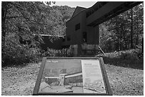 Tipple interpretive sign, Nuttallburg. New River Gorge National Park and Preserve ( black and white)