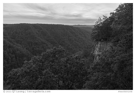 Diamond Point at sunset. New River Gorge National Park and Preserve (black and white)