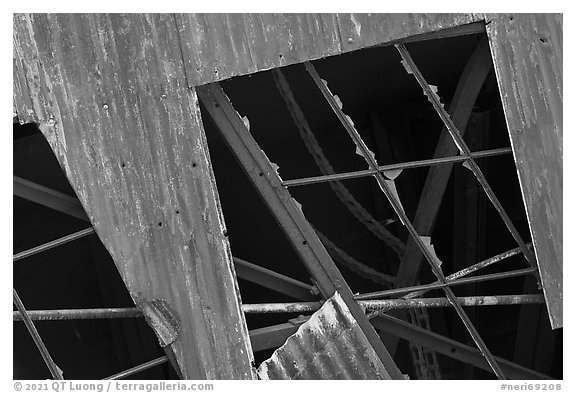 Opening in coal processing plant, Kaymoor Mine Site. New River Gorge National Park and Preserve, West Virginia, USA.