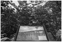 Spanning the Gorge intepretive sign. New River Gorge National Park and Preserve ( black and white)