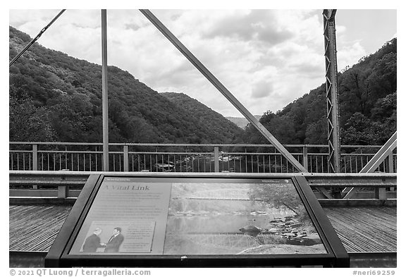 A Vital Link interpretive sign. New River Gorge National Park and Preserve (black and white)