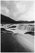 Sandstone Falls at sunset. New River Gorge National Park and Preserve ( black and white)