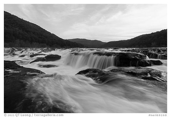Sandstone Falls. New River Gorge National Park and Preserve (black and white)