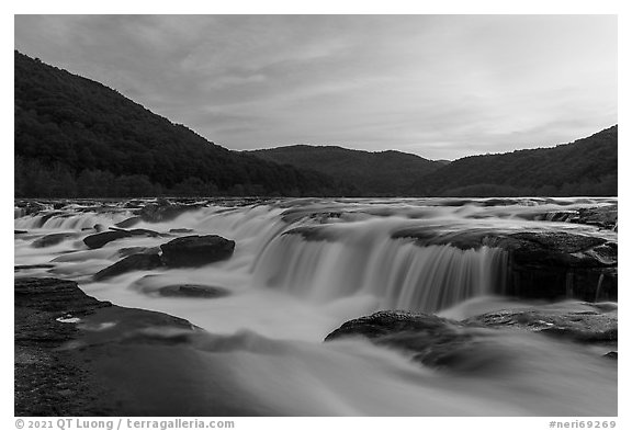Sandstone Falls of the New River. New River Gorge National Park and Preserve (black and white)