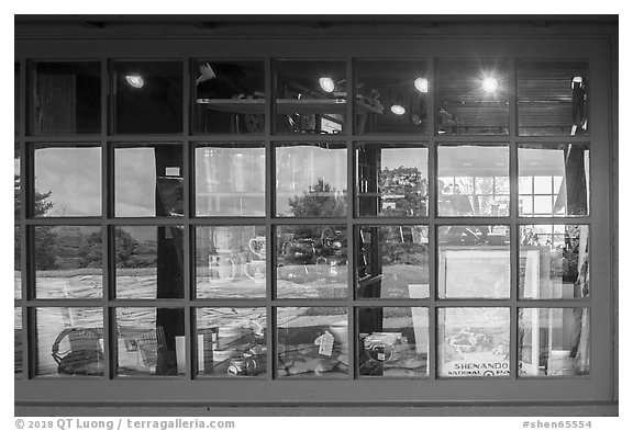 Window reflexion, Dickey Ridge Visitor Center. Shenandoah National Park (black and white)