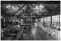 Inside Big Meadows Lodge. Shenandoah National Park ( black and white)
