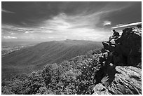 Hiker on Hawksbill Mountain. Shenandoah National Park ( black and white)