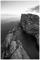 Rainwater pool, Little Stony Man, sunrise. Shenandoah National Park, Virginia, USA. (black and white)