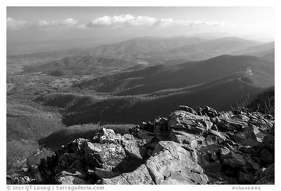 Panorama from Little Stony Man, early morning. Shenandoah National Park, Virginia, USA.