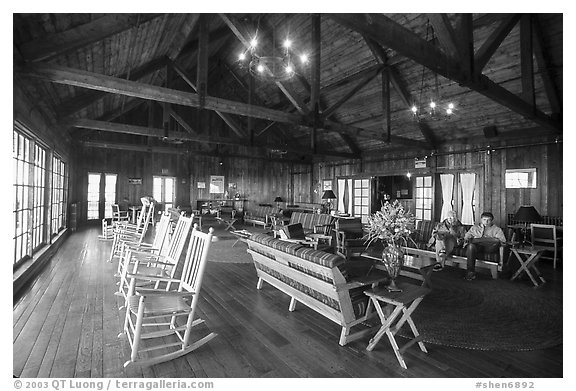 Interior hall of Shenandoah Lodge. Shenandoah National Park, Virginia, USA.