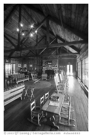 Main guest  hall of Shenandoah Lodge. Shenandoah National Park, Virginia, USA.