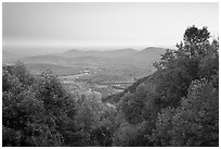 Looking west towards farmlands at sunset. Shenandoah National Park ( black and white)