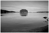 Island on Kabetogama lake near Ash river. Voyageurs National Park, Minnesota, USA. (black and white)