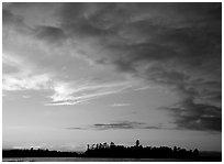 Clouds at sunset, Kabetogama lake. Voyageurs National Park, Minnesota, USA. (black and white)