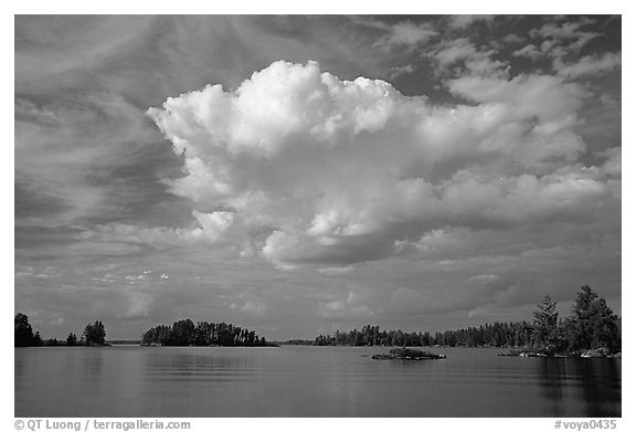 Bright cloud above Rainy lake. Voyageurs National Park, Minnesota, USA.