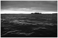 Choppy Kabetogama Lake waters during a storm. Voyageurs National Park ( black and white)