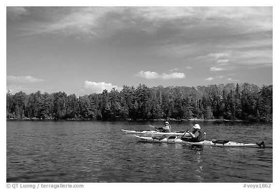 Modern Voyageurs in kayaks. Voyageurs National Park, Minnesota, USA.