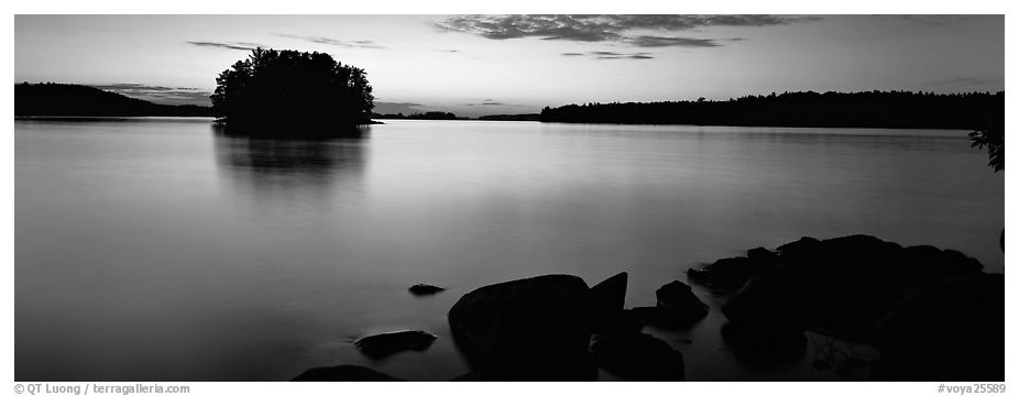 Calm evening over Kabetogama Lake. Voyageurs National Park (black and white)