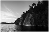 Grassy Bay Cliffs at sunset, Sand Point Lake. Voyageurs National Park ( black and white)