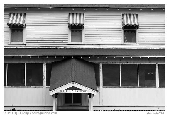 Kettle Falls Hotel facade. Voyageurs National Park (black and white)
