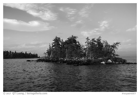 Islet, Rainy Lake. Voyageurs National Park (black and white)