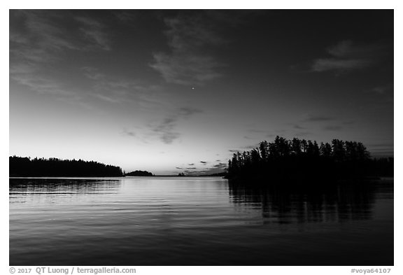 Anderson Bay at dawn. Voyageurs National Park (black and white)